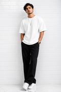 Waffle Knitted Drop Shoulder - White