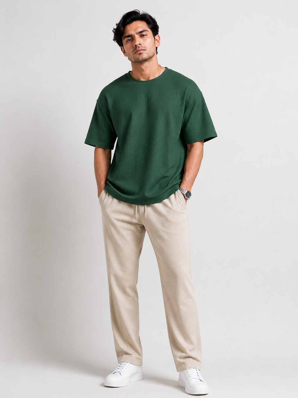 Waffle Knitted Drop Shoulder - Olive