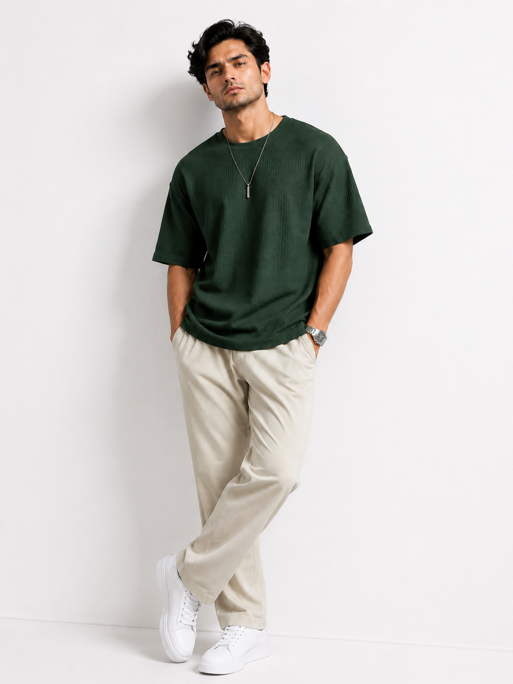 Waffle Knitted Drop Shoulder - Olive