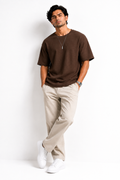 Waffle Knitted Drop Shoulder - Brown