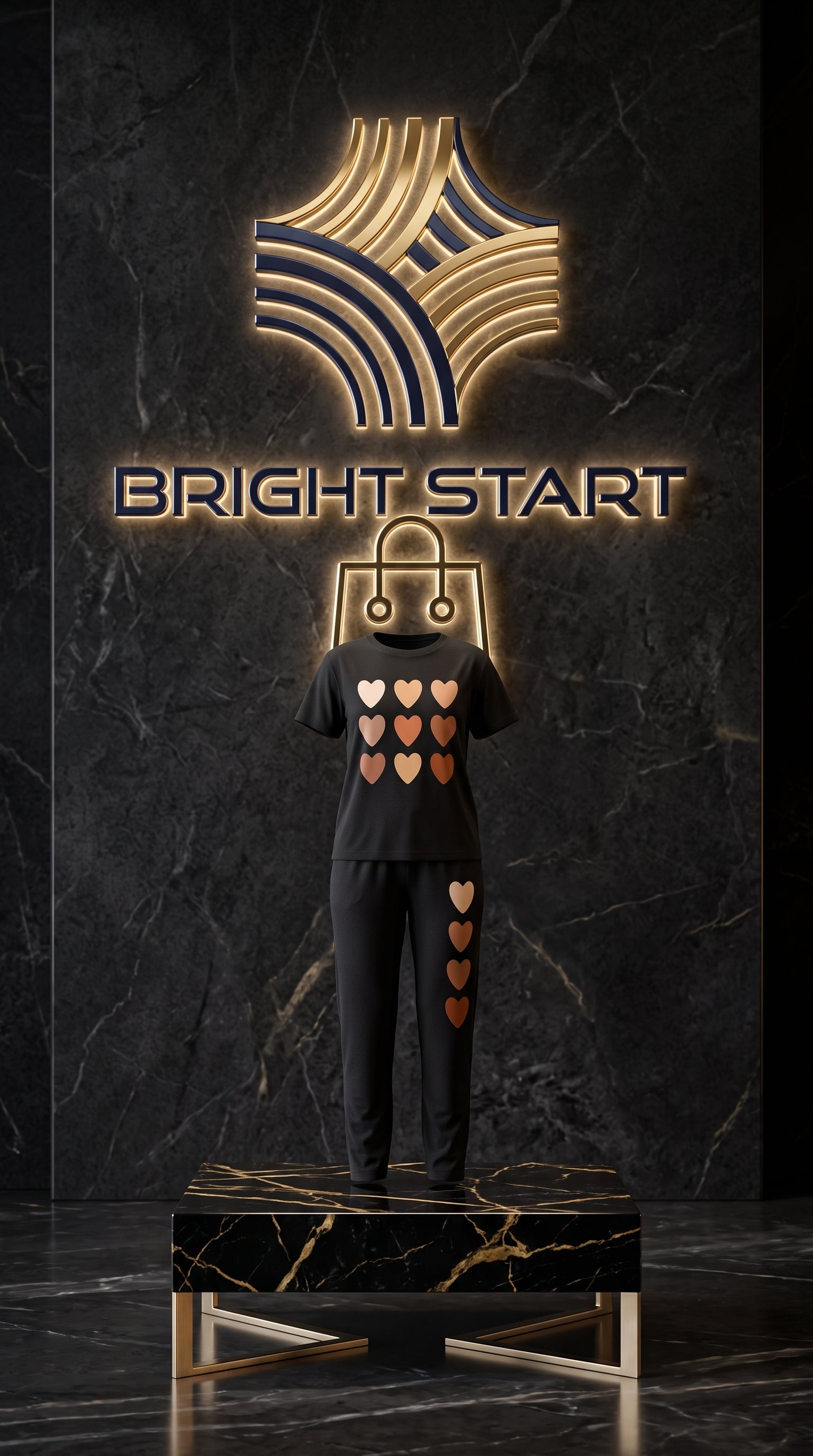 BROWN HEARTS PRINTED TRACK SUIT BLACK