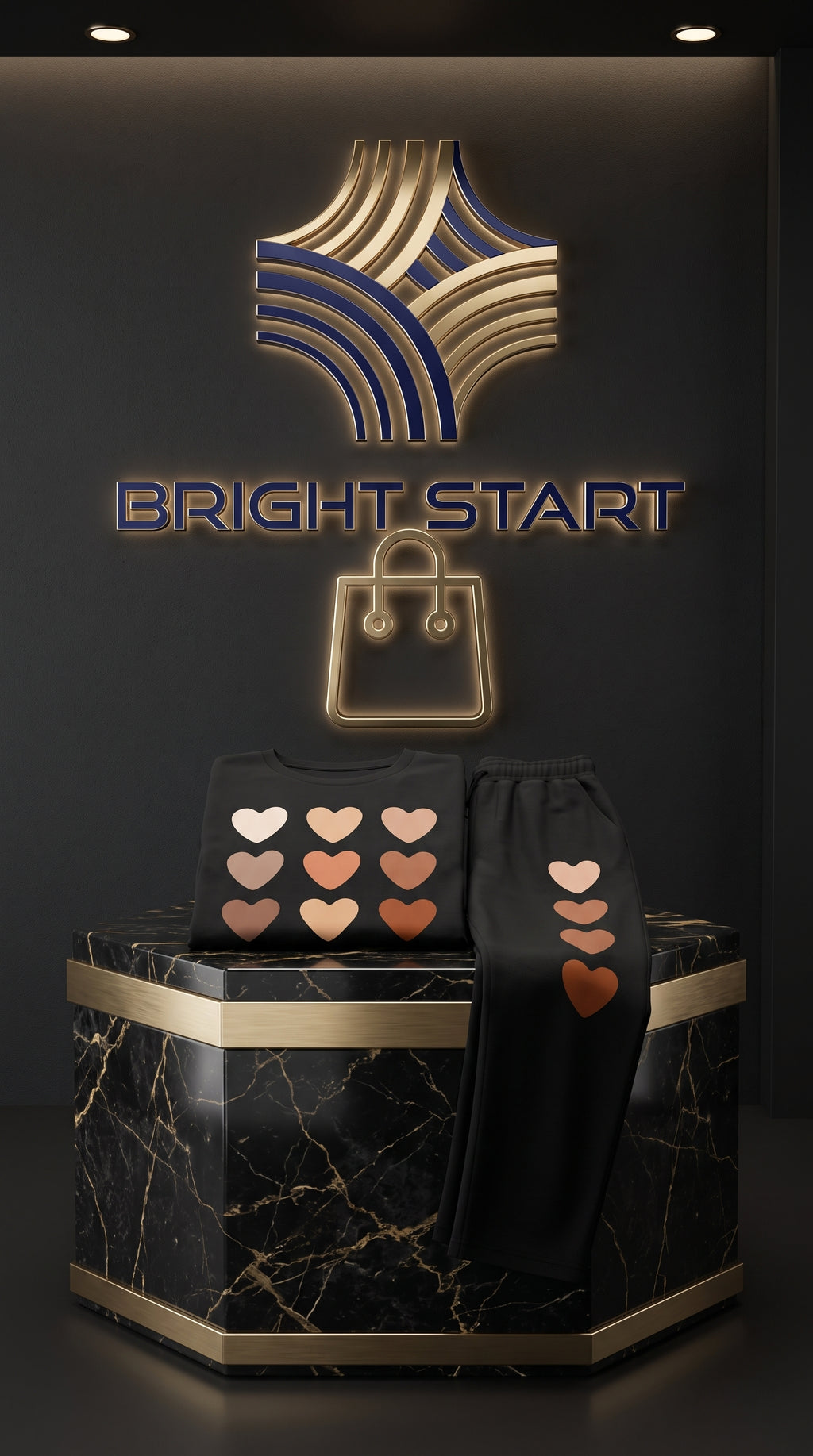 BROWN HEARTS PRINTED TRACK SUIT BLACK