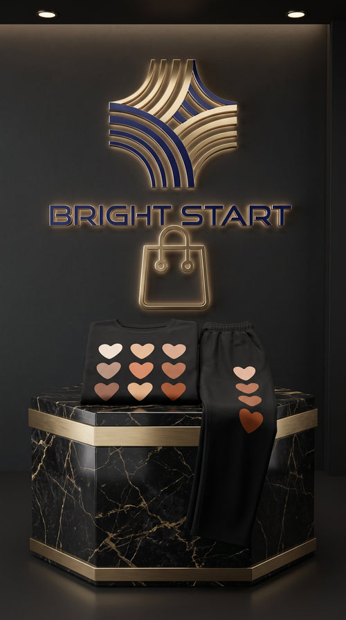 BROWN HEARTS PRINTED TRACK SUIT BLACK