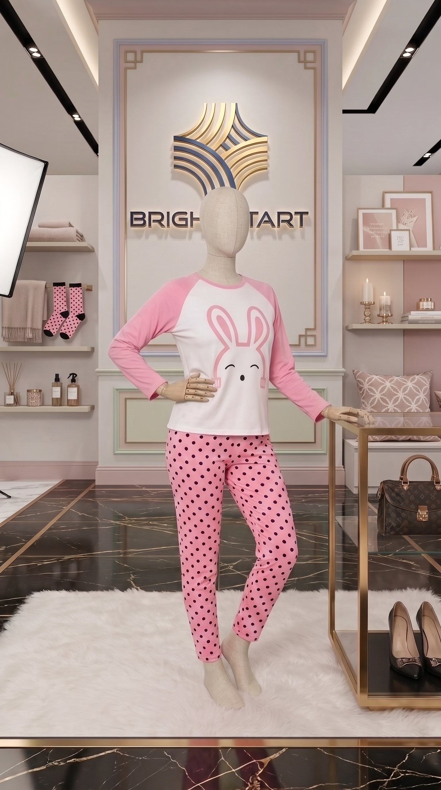 TEDDY BEAR PRINTED PJ SUIT - PINK