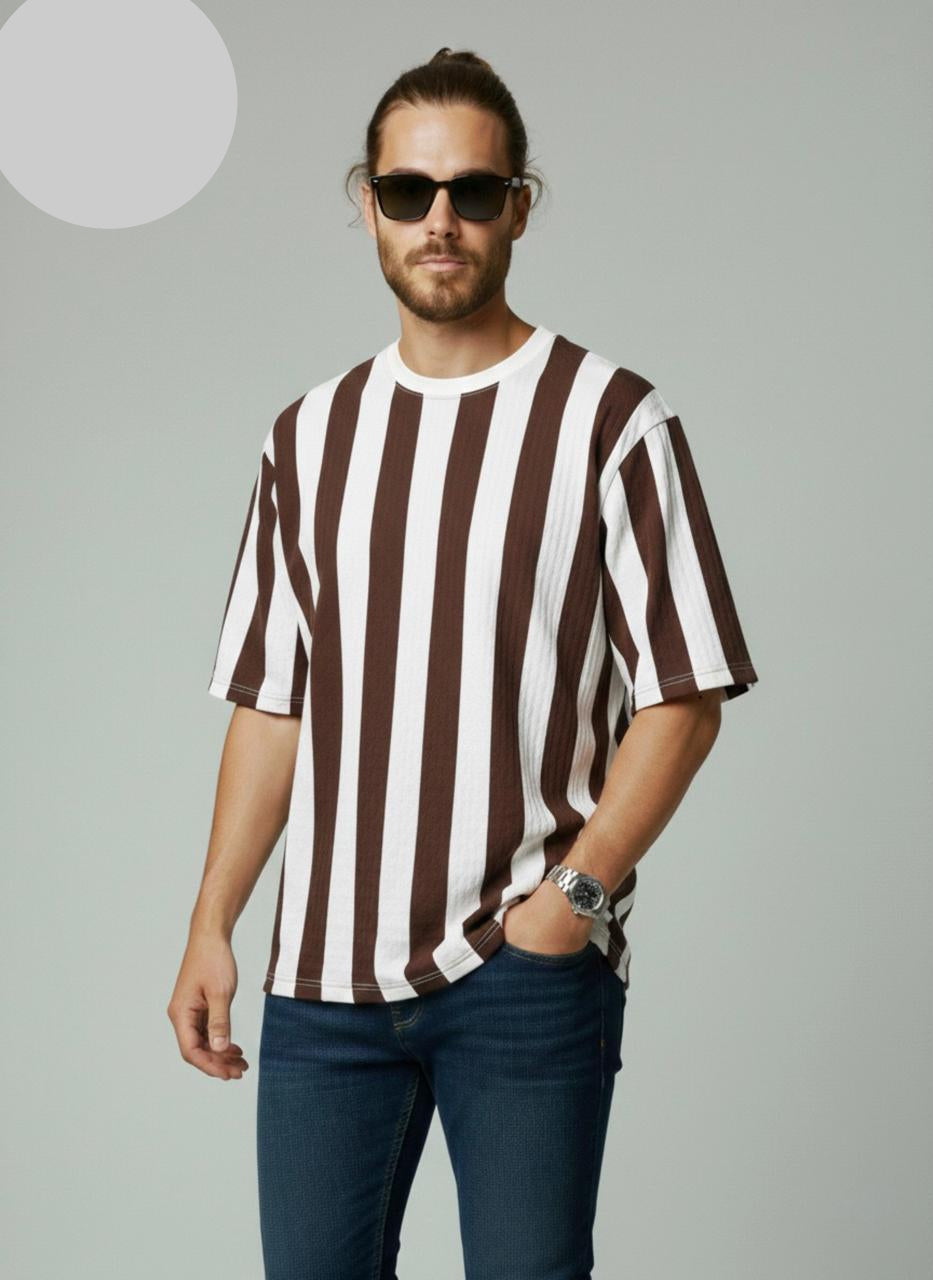 Premium Drop Shoulder - Brown White