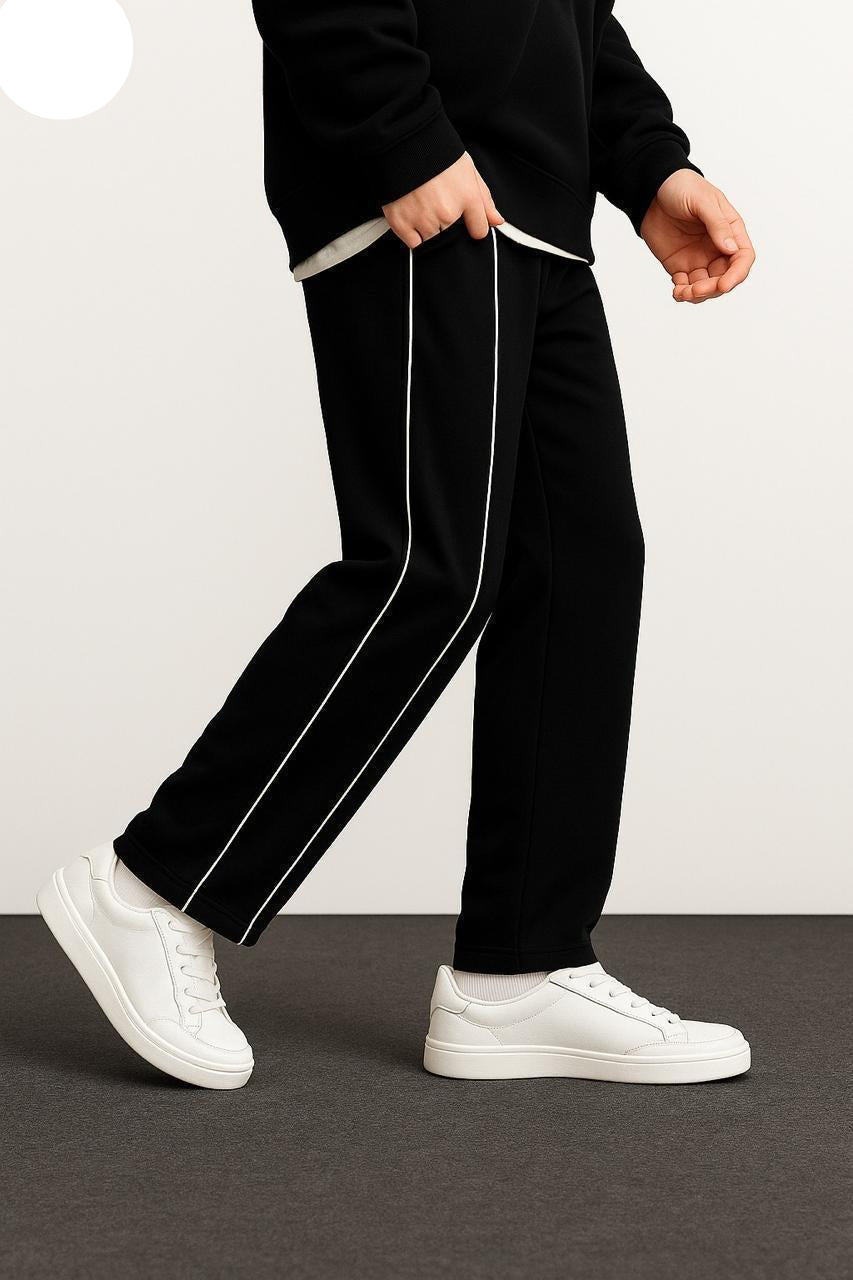 Side Pipen Baggy Trouser - Black