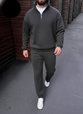 Zipper Mock Style Track Suit - Grey