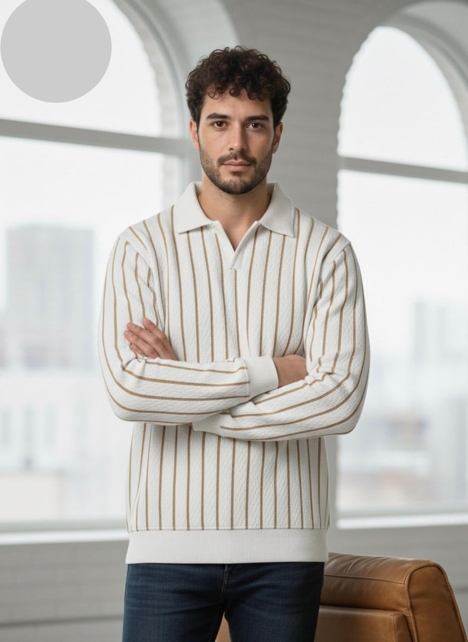 Old Money Style Textured Polo Mustard - Lining