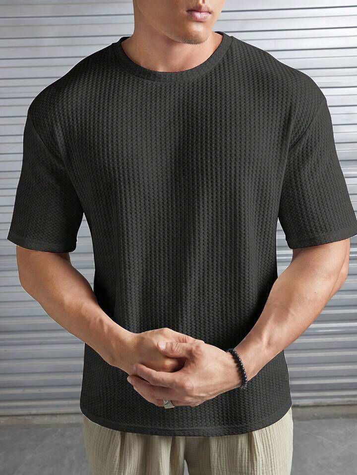 Waffle Knitted Drop Shoulder - Charcoal