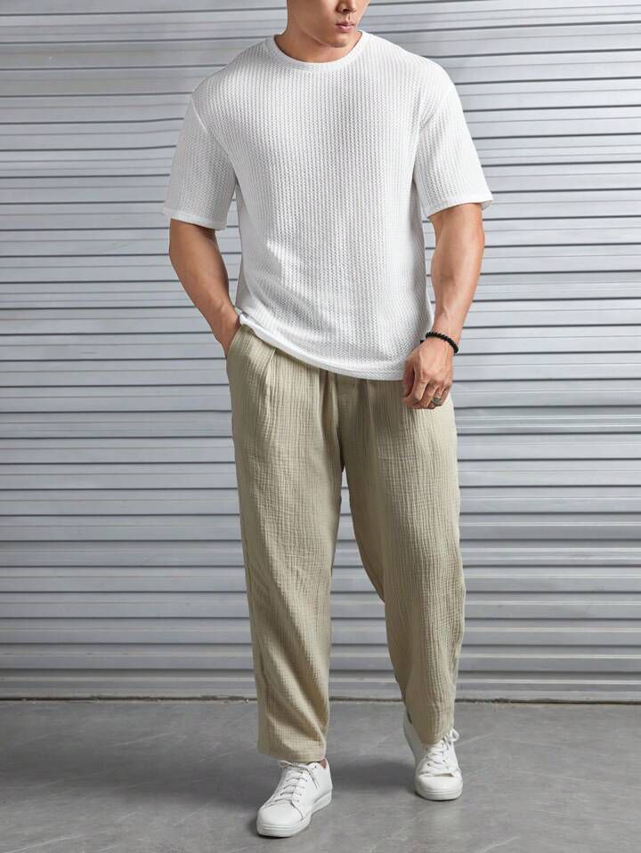 Waffle Knitted Drop Shoulder - White
