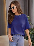 Oversized Waffle Knitted TEE - Navy