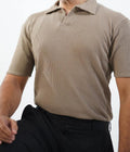Waffle Knitted Polo - Beige