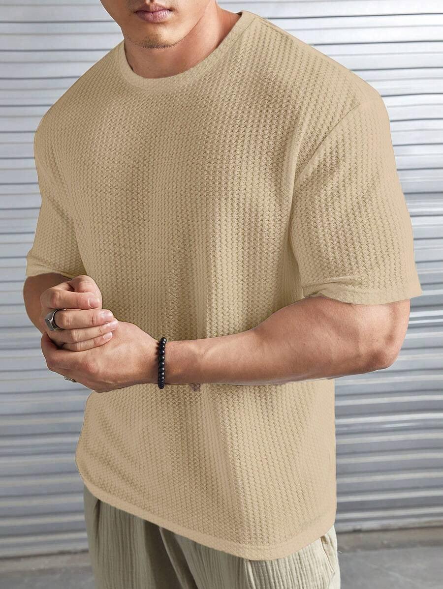 Waffle Knitted Drop Shoulder - Beige