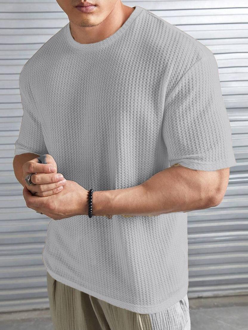 Waffle Knitted Drop Shoulder - Grey