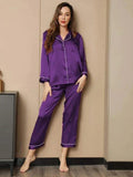 Silk Night Suit - Purple