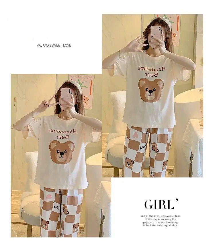 Teddy Bear Printed PJ Suit