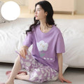 Flower Printed PJ Suit - Purple