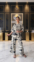 Love printed PJ Suits - White