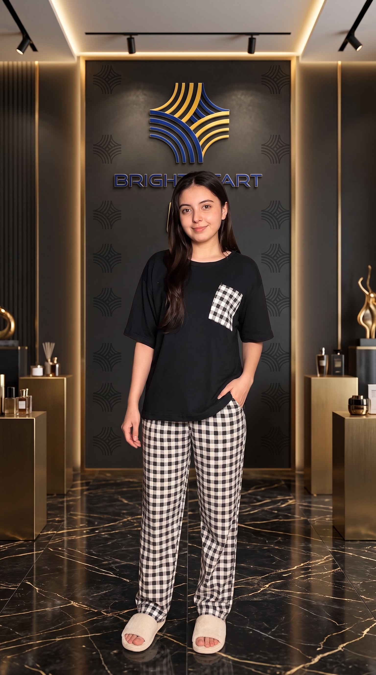 Printed PJ Suit - black