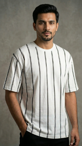 Stripe Printed Drop Shoulder