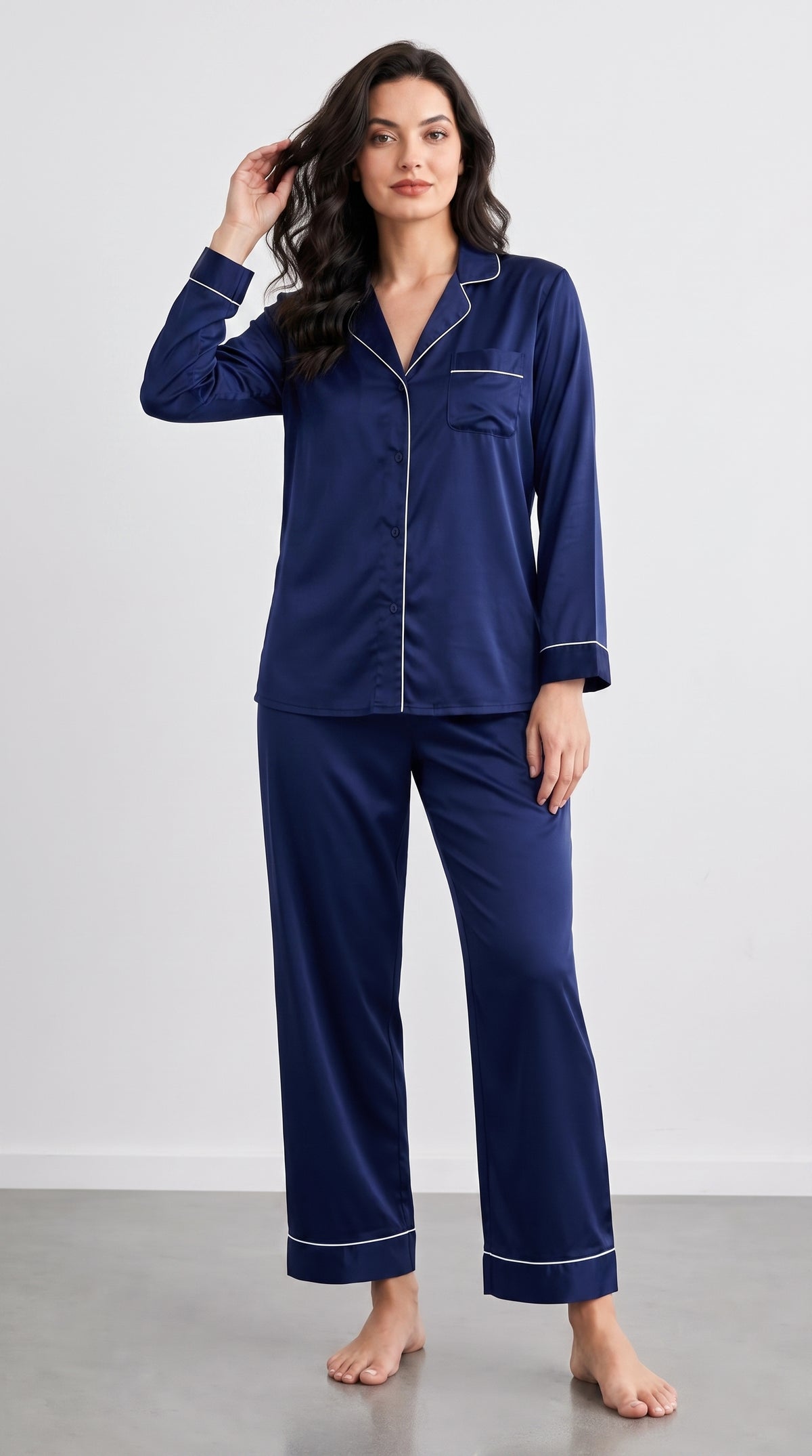 PLAIN SILK - NAVY BLUE